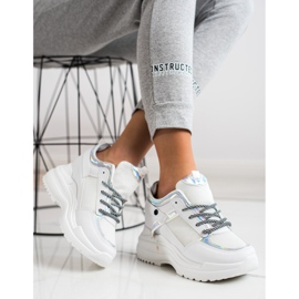 Marquiz Sneakersy Na Koturnie białe srebrny 1