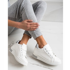 Diamantique Sneakersy Na Koturnie Z Brokatem białe srebrny 2