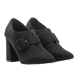 Czarne botki na słupku z eko-zamszu Galilea 1