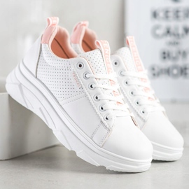 SHELOVET Sneakersy Na Białej Platformie Nice 1