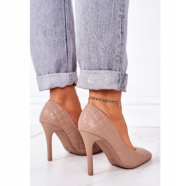 PS1 Eleganckie Pikowane Szpilki Jasny Brąz Rosanna brązowe 1