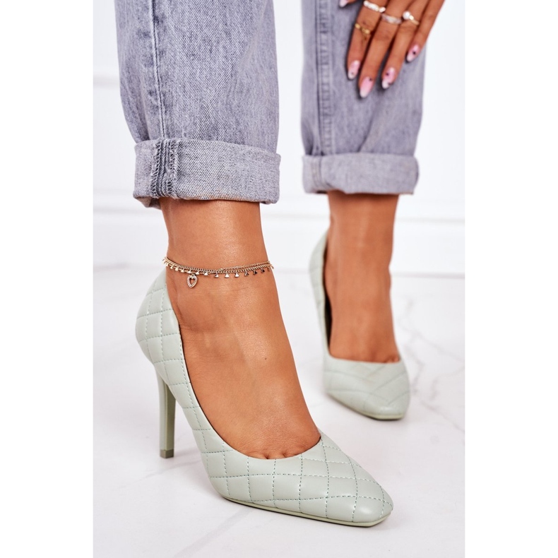 PS1 Eleganckie Pikowane Szpilki Zielone Rosanna 1