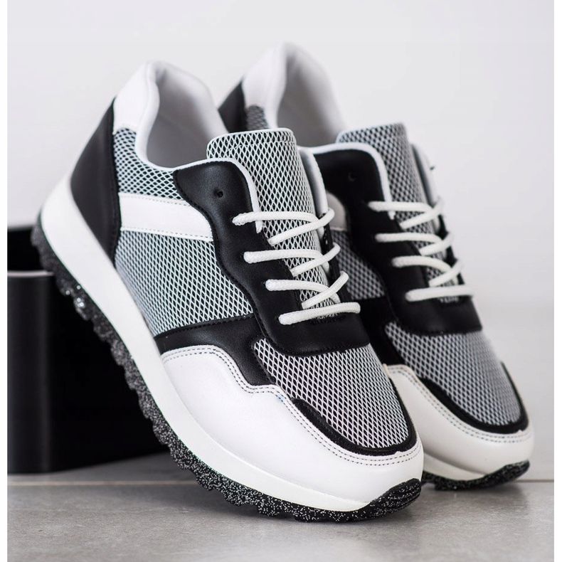 Bestelle Sneakersy Z Brokatową Platformą białe czarne 2