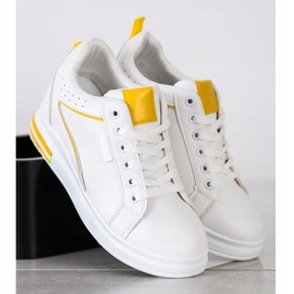 SHELOVET Białe Obuwie Z Ukrytą Koturną 2