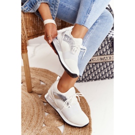 FB2 Damskie Sportowe Buty Sneakersy Biało-Srebrne Netta białe srebrny 1