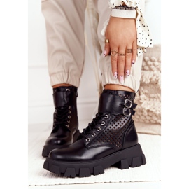 FB2 Ażurowe Botki Workery Na Platformie Czarne Blown Away 1