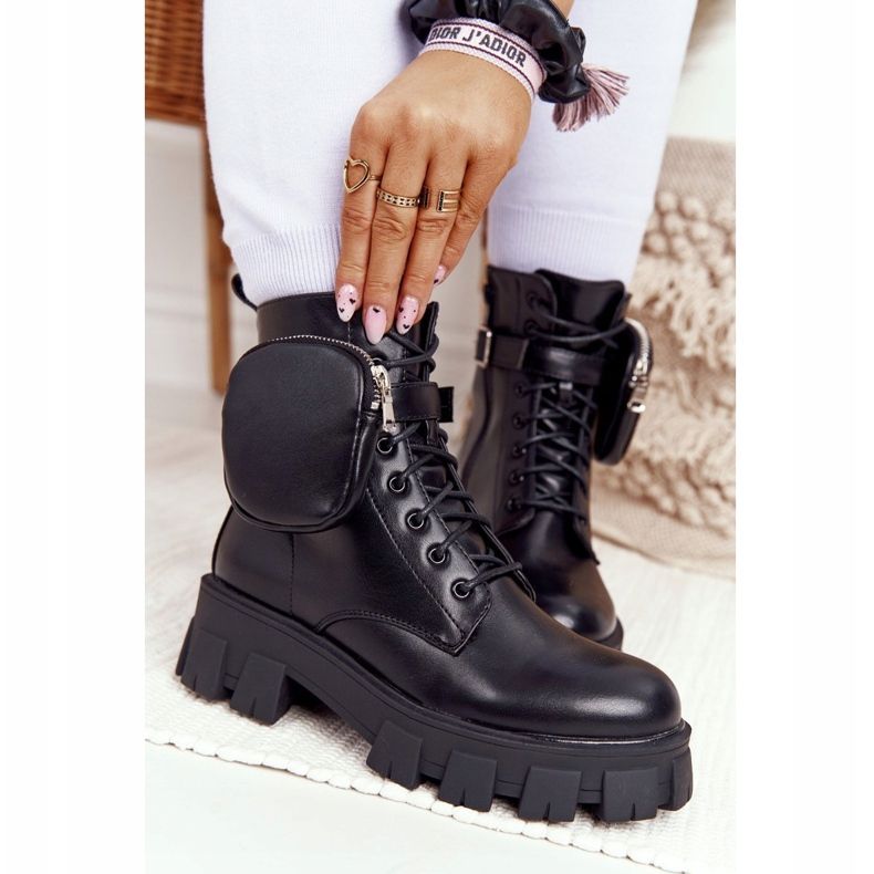 PS1 Botki Workery Na Platformie z Nerką Czarne Saturday 2