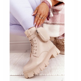 PS1 Botki Workery Na Platformie z Nerką Beżowe Saturday beżowy 2