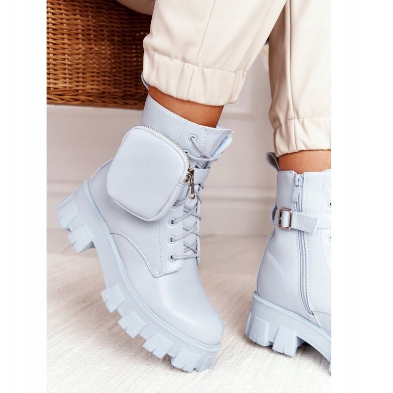 PS1 Botki Workery Na Platformie z Nerką Niebieskie Saturday 1