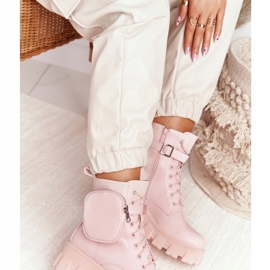 PS1 Botki Workery Na Platformie z Nerką Różowe Saturday 2