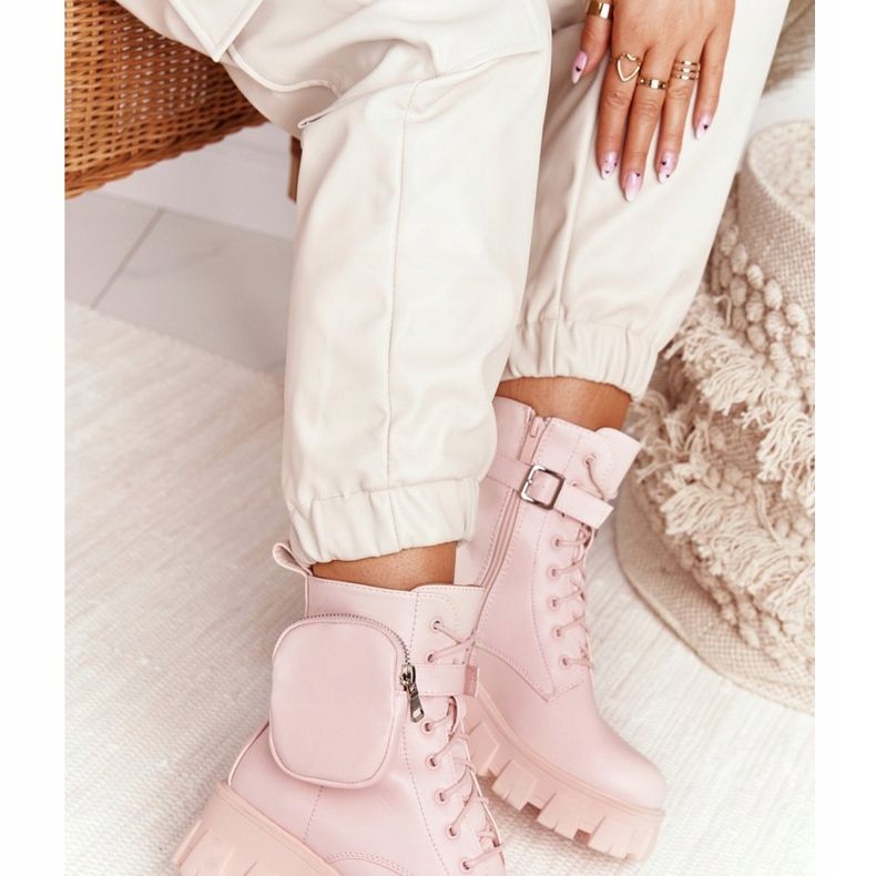 PS1 Botki Workery Na Platformie z Nerką Różowe Saturday 2