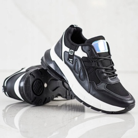 SHELOVET Sneakersy Na Platformie Z Siateczką czarne 1