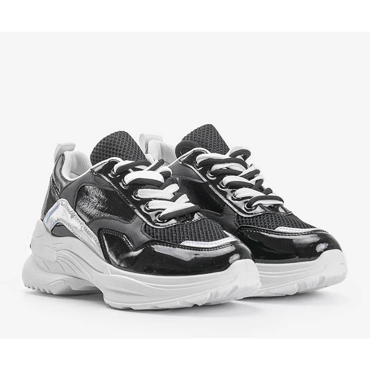 Czarne sneakersy z holograficznymi wstawkami Karlie 1