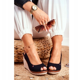 PS1 Sandały Na Plecionej Koturnie Czarne Tommy brązowe 1