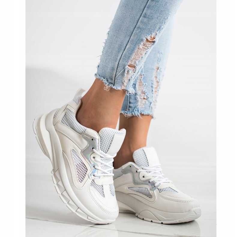 SHELOVET Białe Sneakersy Na Platformie 1