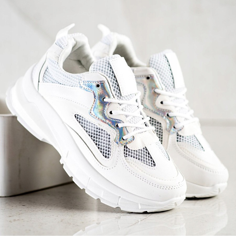SHELOVET Białe Sneakersy Na Platformie 2