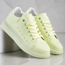 SHELOVET Zielone Trampki Na Platformie 1