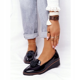 Eleganckie Półbuty Na Koturnie Vinceza 10580 Lakierowane Czarne 1