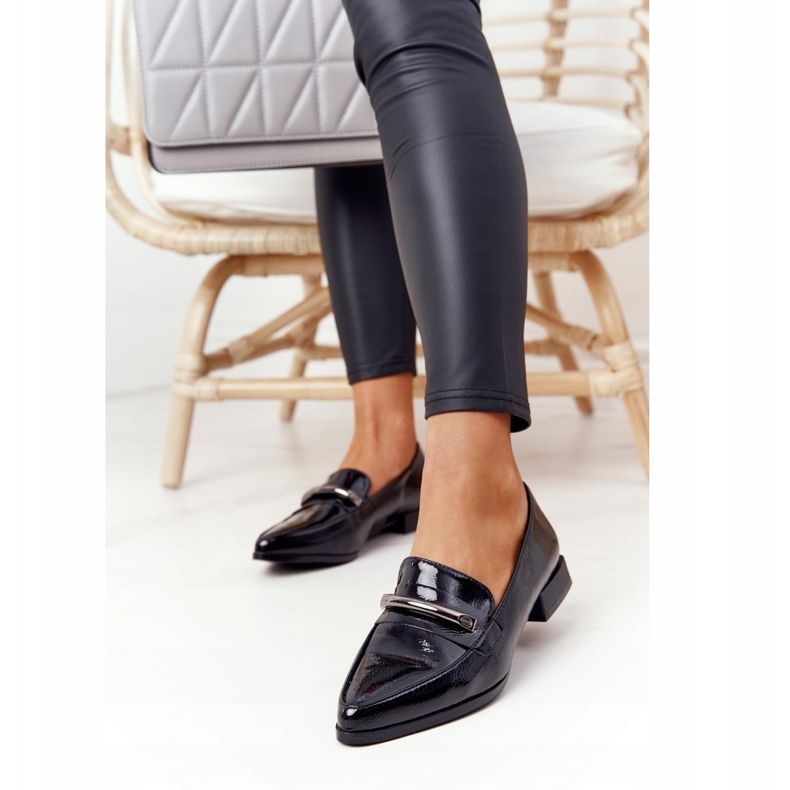 Eleganckie Mokasyny S.Barski Premium Lakierowane Czarne 2