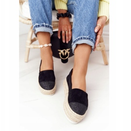 Espadryle Na Słomkowej Platformie S.Barski Czarne 1