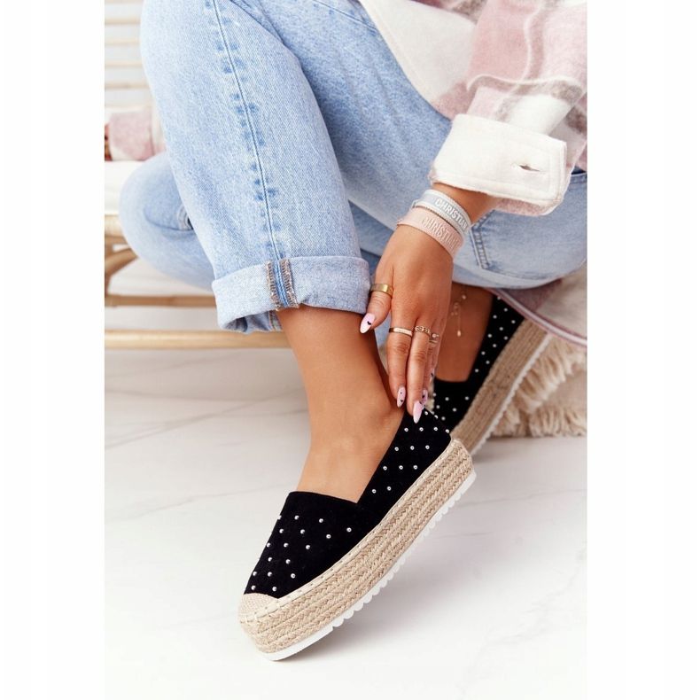 Espadryle Na Słomkowej Platformie S.Barski Czarne 1