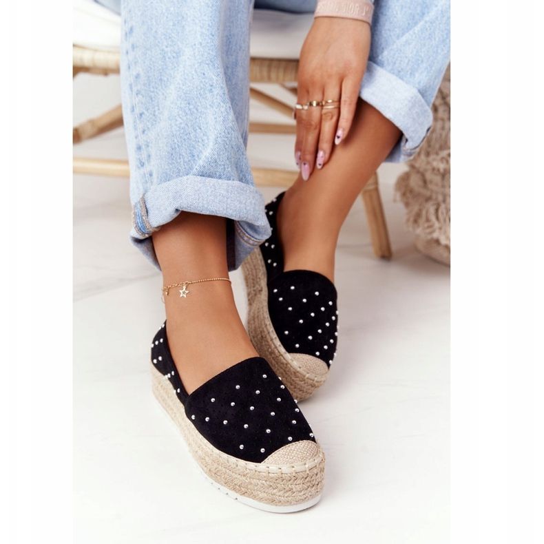 Espadryle Na Słomkowej Platformie S.Barski Czarne 2