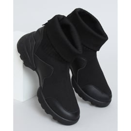 Buty sportowe skarpetkowe za kostkę czarne LA156 Black 1