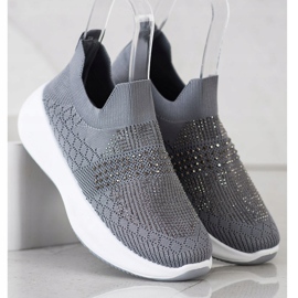 Renda Szare Sneakersy Z Kryształkami 2
