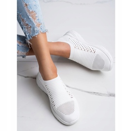 Ideal Shoes Wygodne Ażurowe Sneakersy białe 2