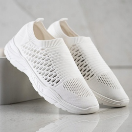 Ideal Shoes Wygodne Ażurowe Sneakersy białe 3