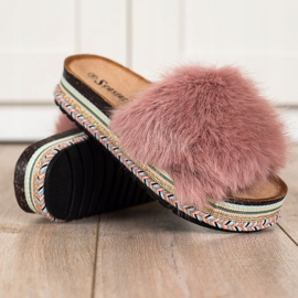 Seastar Modne Klapki Na Ozdobnej Platformie różowe 1