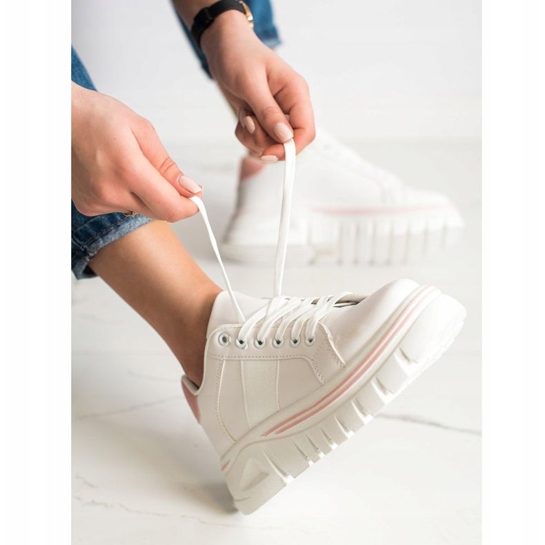 SHELOVET Białe Sneakersy Na Platformie 2