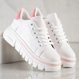 SHELOVET Białe Sneakersy Na Platformie 1