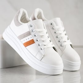 SHELOVET Sneakersy Z Zamszowymi Wstawkami białe 1