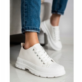 SHELOVET Białe Trampki Na Platformie 2