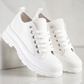 SHELOVET Białe Trampki Na Platformie 1