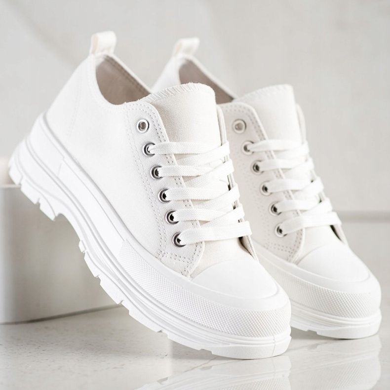 SHELOVET Białe Trampki Na Platformie 1