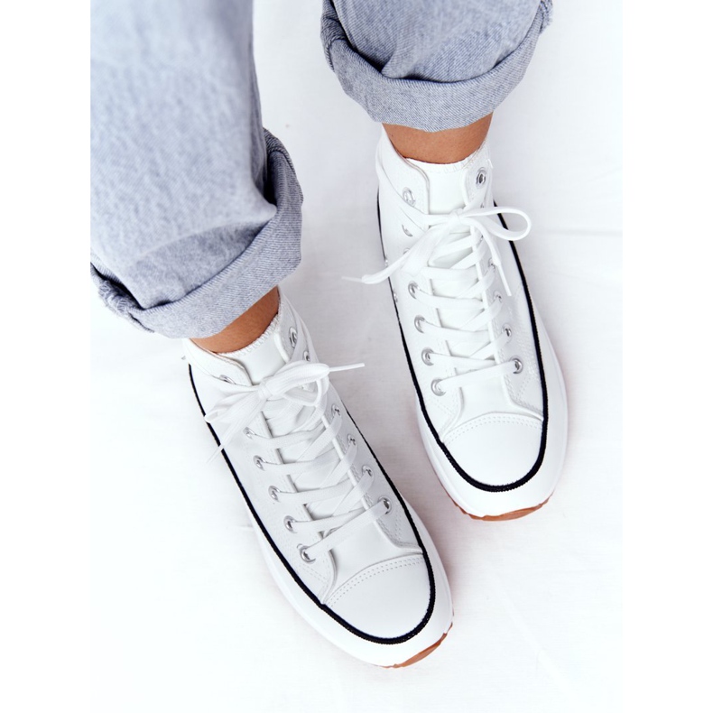 PS1 Skórzane Trampki Na Platformie Białe Coachella 2