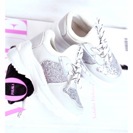 FRROCK Obuwie Sportowe Dziecięce z Brokatem Srebrne Matylda białe srebrny szare 2