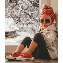 Dziecięce Niskie Trampki Na Rzepy Big Star HH374098 Czerwone 1