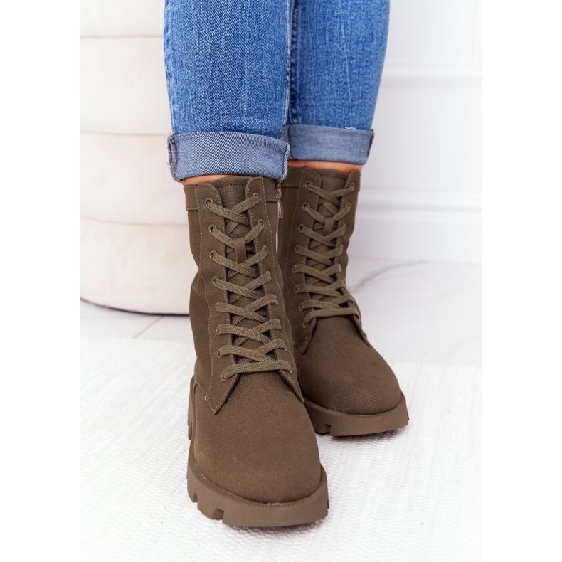 Damskie Botki Workery Zielone Haley 1