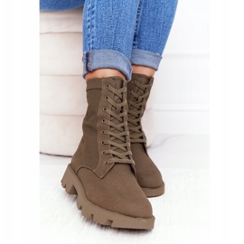 Damskie Botki Workery Zielone Haley 2