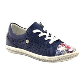 Granatowe buty dziecięce w kwiatki Bartek 85524 niebieskie 1