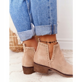 PS1 Ażurowe Botki Z Wycięciami Beżowe Clever brązowe 1