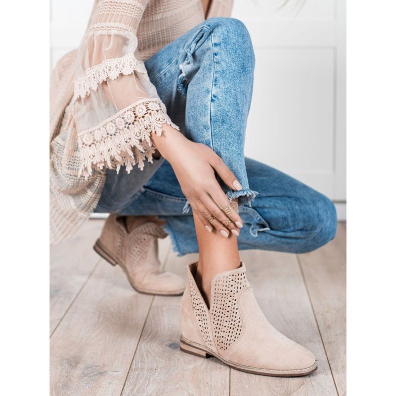 S. BARSKI Wiosenne Botki Z Wycięciem S.BARSKI brązowe 1