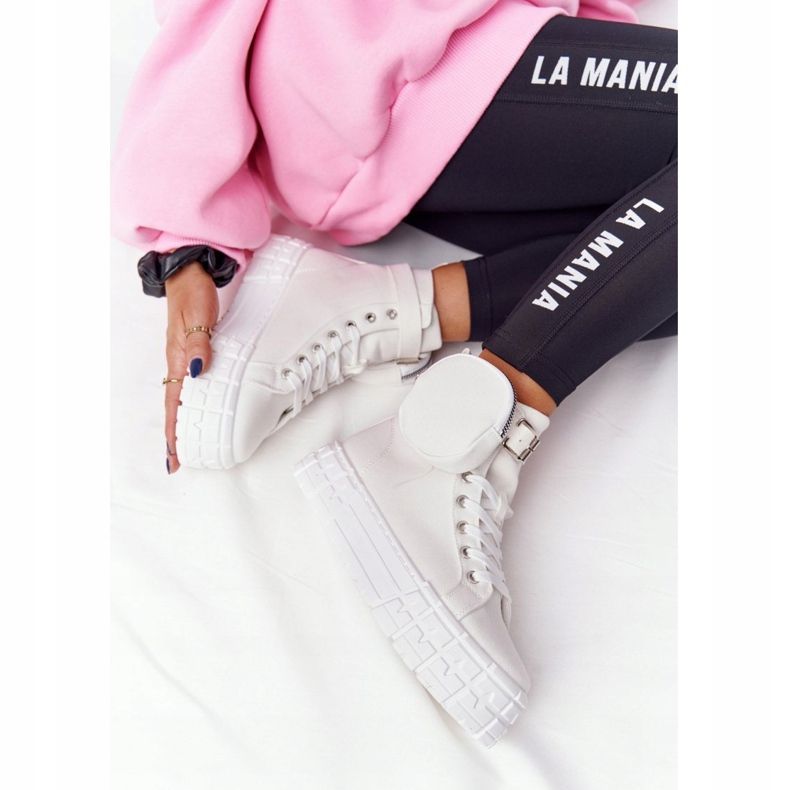 Damskie Tenisówki Na Platformie Z Nerką Białe Popcorn 1