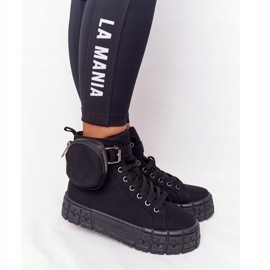 Damskie Tenisówki Na Platformie Z Nerką Czarne Popcorn 2