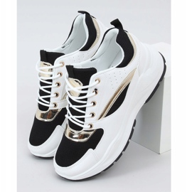 Buty sportowe biało-czarne 9795 Black białe złoty 1