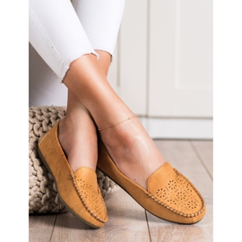 Best Shoes Mokasyny Z Ażurowym Wzorem brązowe 2