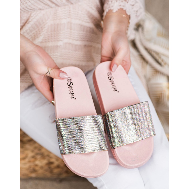 Seastar Klapki Z Kryształkami różowe 2